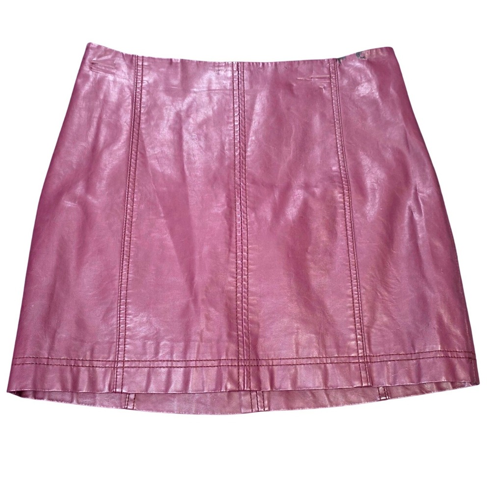 Free People Modern Vegan Faux Leather Mini Skirt Women's Size 10 Plum Purple